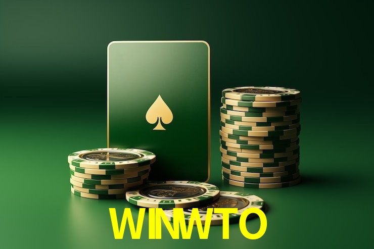 Una escena digital vívida inspirada en casino con WINWTO mostrado prominentemente, luces brillantes, fichas, cartas y acentos dorados.